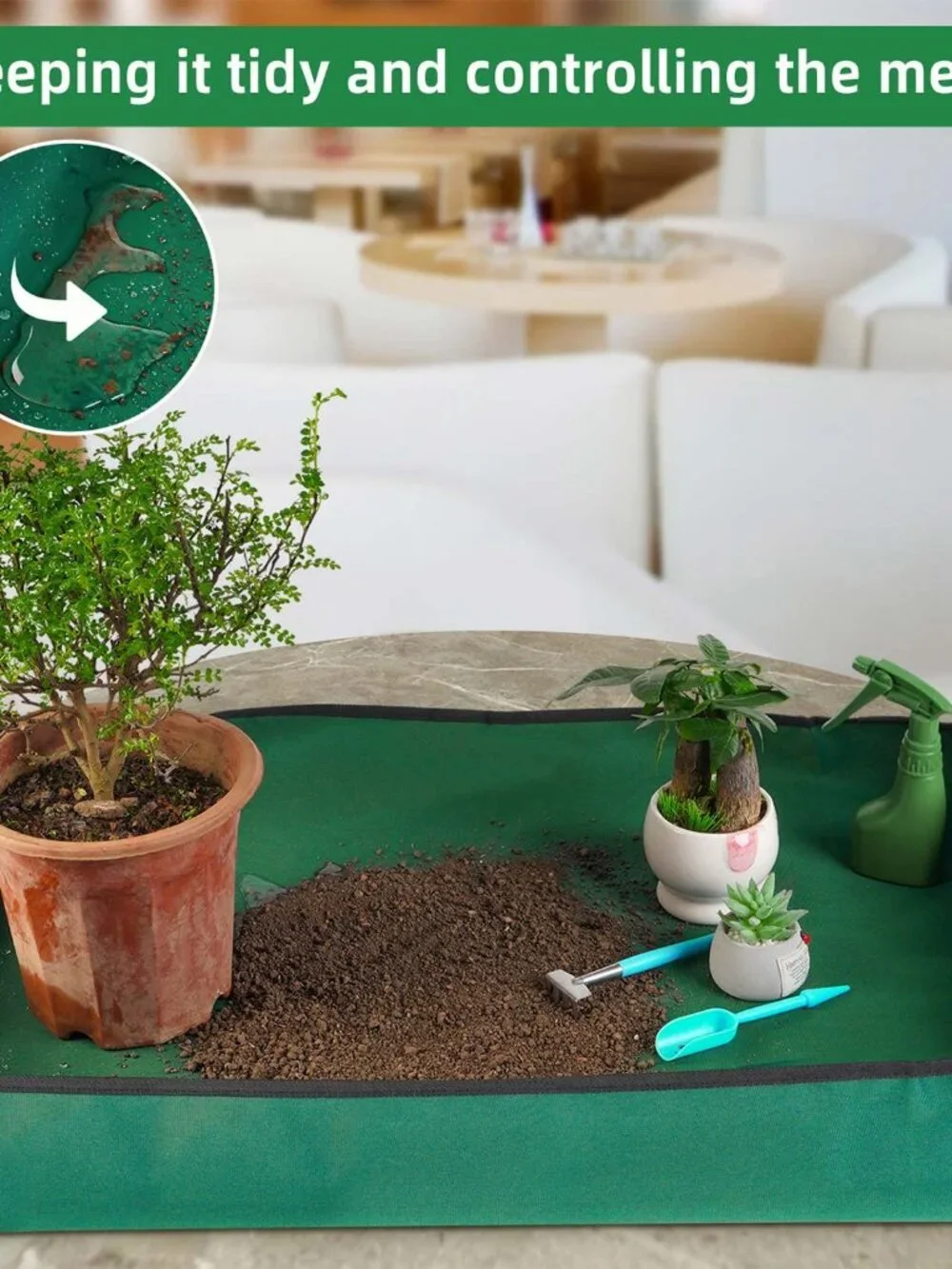 Extra Large Repotting Mat for Indoor Plant Transplanting and Mess Control, 43